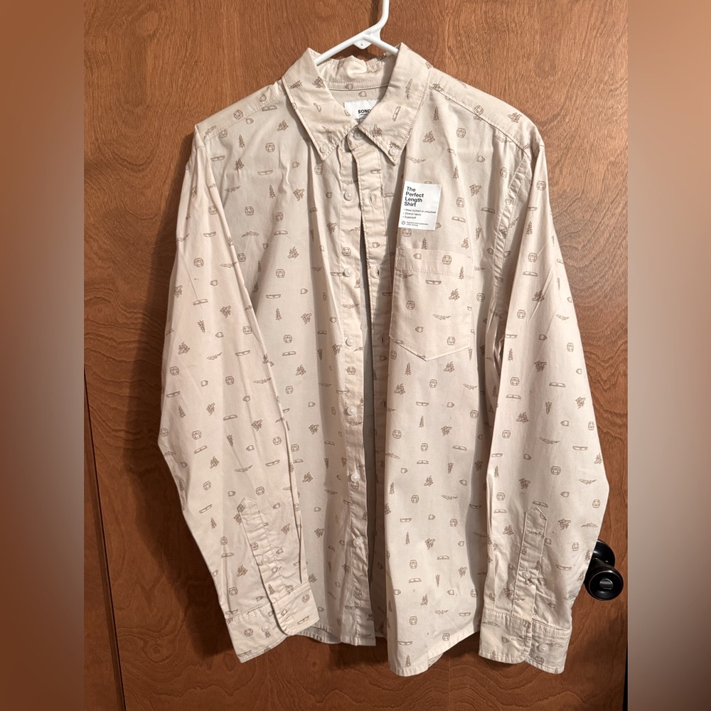 Sonoma Cream and Brown Patterned Shirt